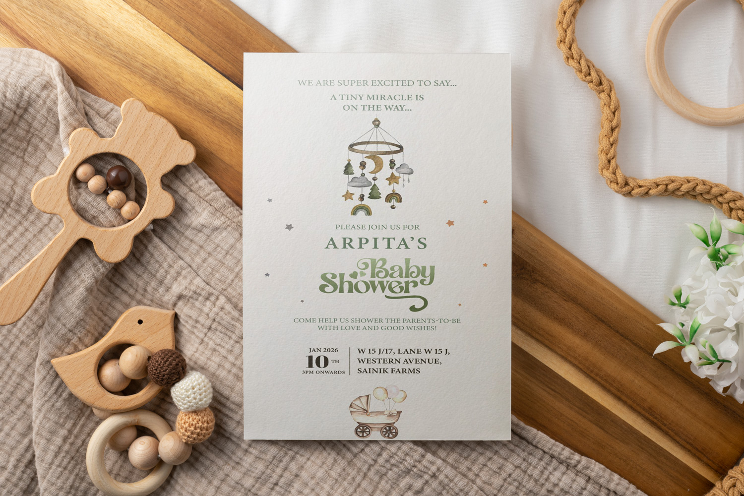 Minimalist Modern Neutral Baby Shower Invite Designer